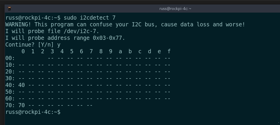 Scanning the I2C bus for devices