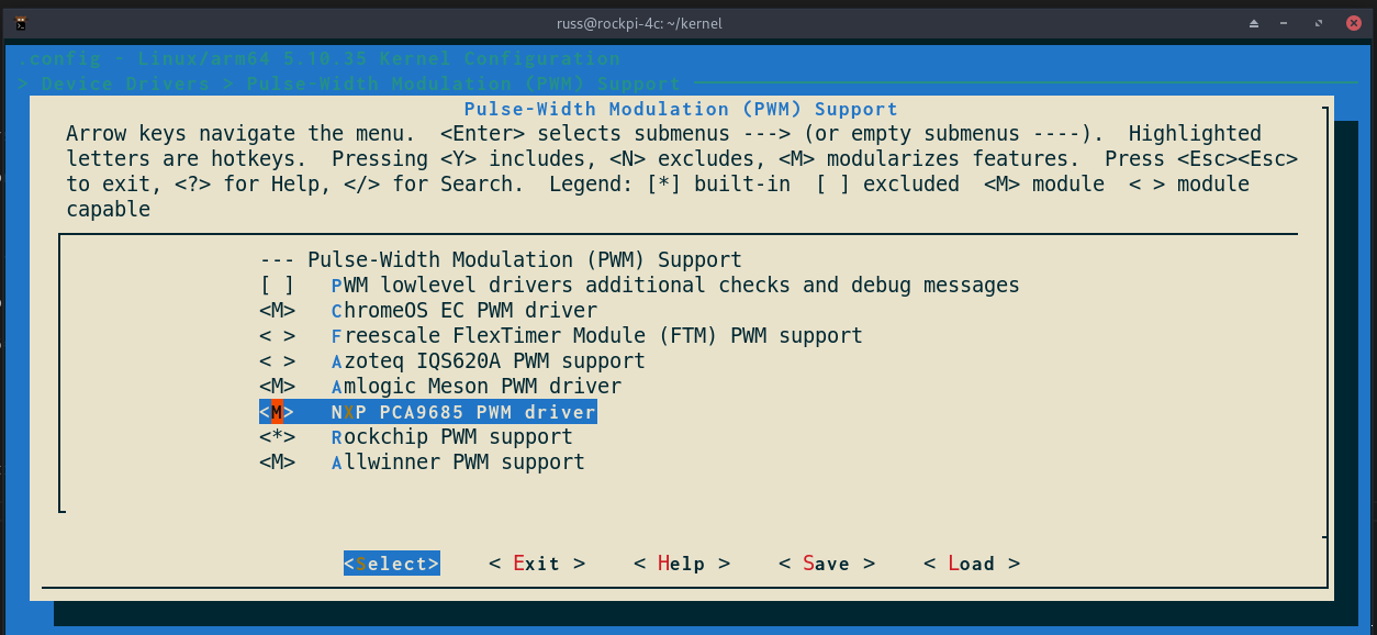 Kernel menuconfig, adding the device driver